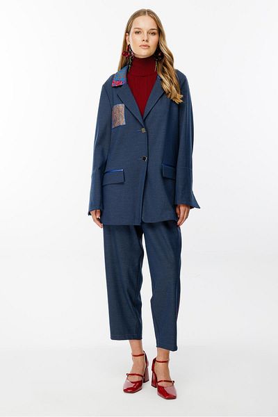 Ghisa Blue Jacquard Fabric Mixed Set