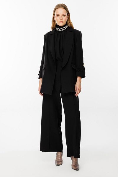 Ghisa Black Mono Collar Suit Set