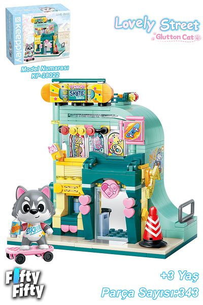 Vagonlife Cute Street Series - Skateboard Shop (343 Pieces) Toy Building Set Ffk-28009