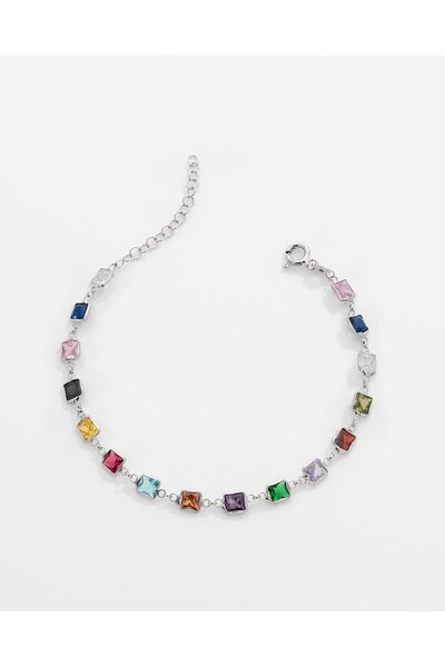 MEKS JEWELS Renkli Taşlı Gümüş Bileklik
