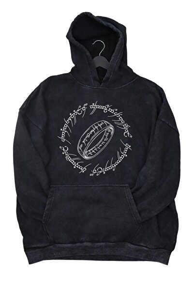 Fuddy Moda سويت شيرت بغطاء للرأس مطبوع عليه سيد الخواتم للجنسين، هودي ريترو م...