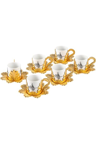 Sena Damla 6-Person Tuğra Coffee Set (337-K-Tuğra)