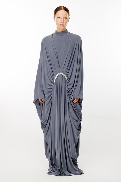 Ghisa Gray Dress - Stone Detailed