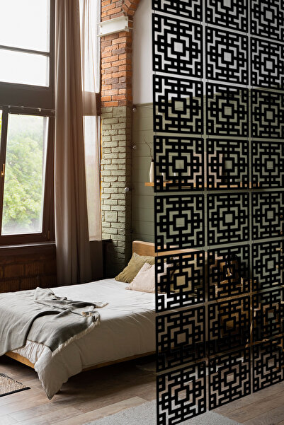 Artavessa 12 Parça Oda Bölücü Seperatör Mdf Paneller - Model 6 (Siyah)