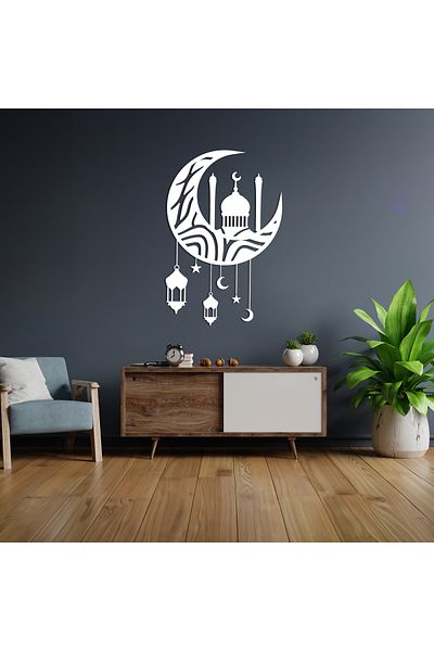 DECOVIENO 75 CM x 50 CM Decor de perete din metal Moscheea islamică - Decor de perete de design, Decor pentru biroul de acasă