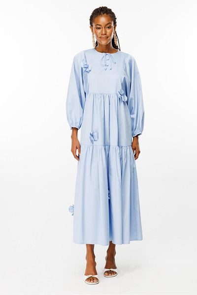 Ghisa Blue Flower Detailed Dress