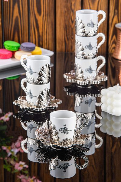 Sena Damla 6-Person Tuğra Coffee Set (337-K-Tuğra)