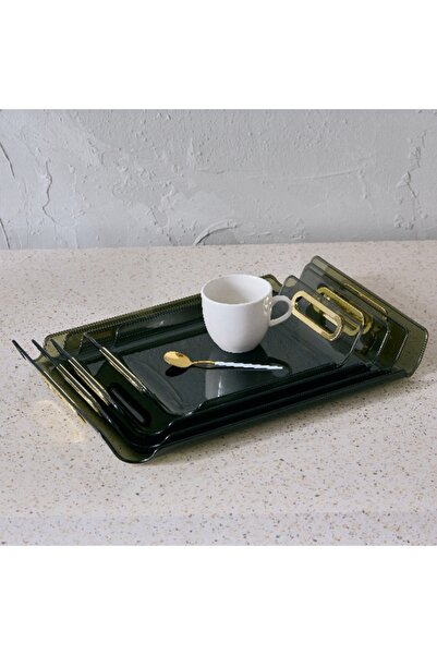 Home Box Orion 4-Piece Rectangular Tray Set with Cutout Handle