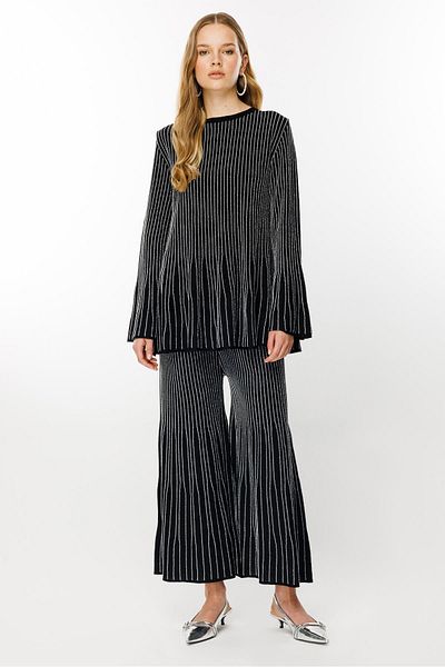 Ghisa Black and Silver Knitwear Set