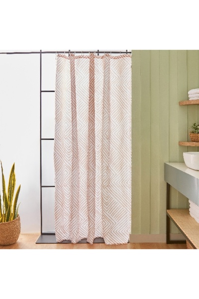 Home Box ستارة حمام بوليستر من إيلا مع 12 خطافًا 180 × 200 سم