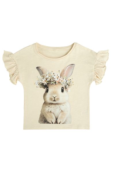 Kyron Tricou pentru fetiță cu imprimeu iepure - 100% bumbac