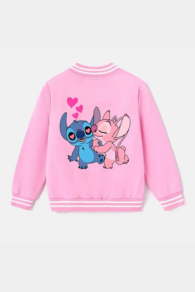 PURE EFFECT Lilo and Stitch Patterned Children's College Jacket - Thick 3 Thread Back Printed