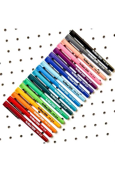 Artine Artline 200 Fine 0.4 mm Fine Tip Writing and Drawing Pens Set of 20