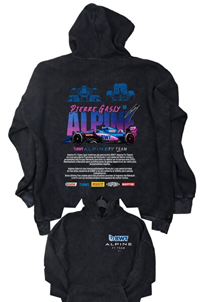 Fuddy Moda Hanorac unisex cu glugă lavabilă cu imprimeu în spate Bwt Alpine F...