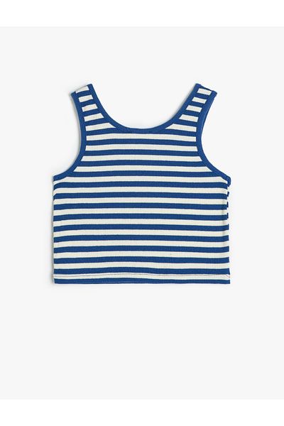 Koton Tricou crop cu gât rotund - cu nervuri și broderie cu delfini