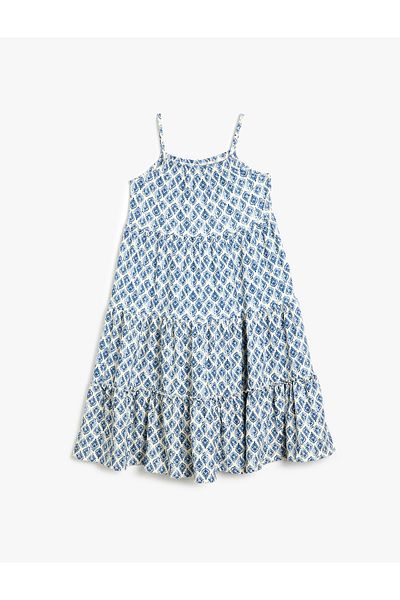 Koton Layered Patterned Thin Strap Mini Dress