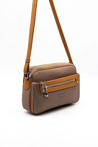 Silver Polo Ασημί & Polo Sand - Γυναικεία τσάντα χιαστί A.Taba SP753