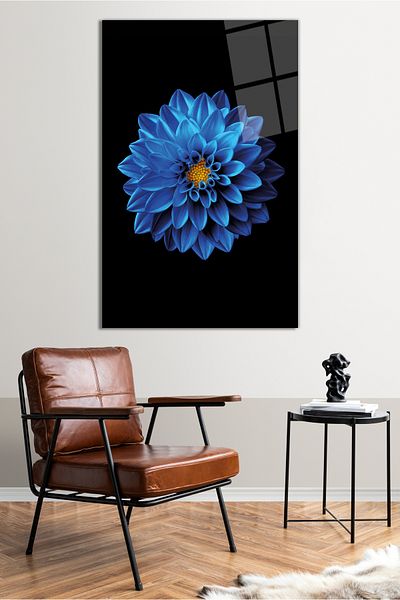Vosevu Γυάλινος πίνακας Blue Lotus Flower, Μοντέρνα διακόσμηση σπιτιού και γραφείου, Διακόσμηση τοίχου δώρου, άθραυστο γυαλί