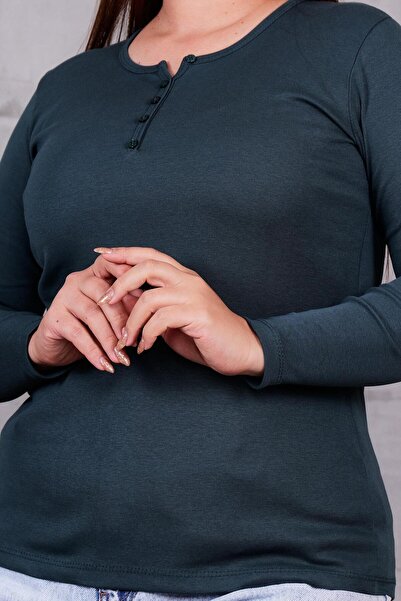 Siyezen Plus Size Cotton Lycra Button up Blouse