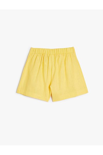 Koton Above Knee Elastic Waist Linen Shorts - Pleated Design