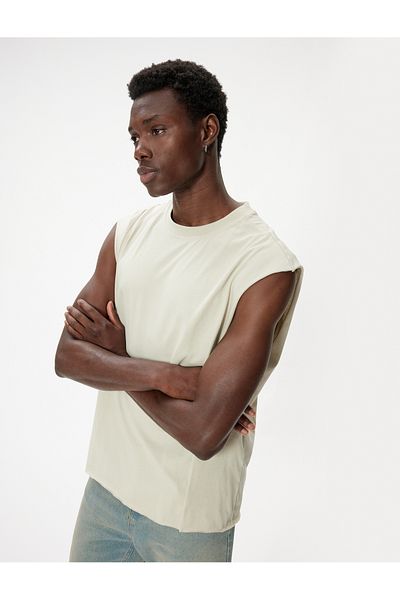 Koton Ärmelloses Baumwoll-T-Shirt mit Rundhalsausschnitt – Basic