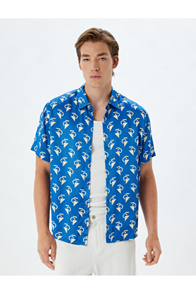 Koton Geometric Printed Viscose Short Sleeve Shirt