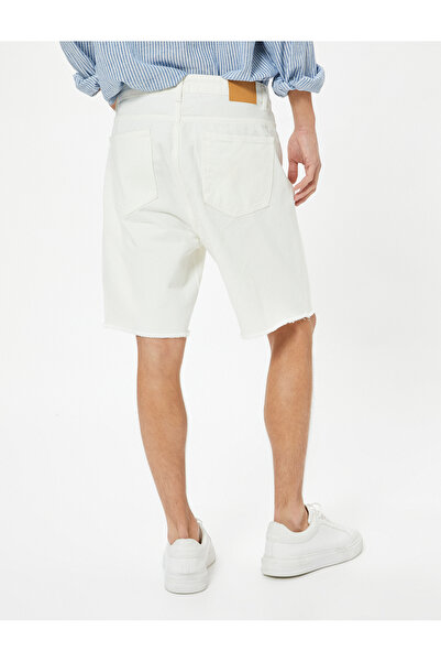 Koton Cotton Slim Fit Bermuda Jeans Shorts - Pocket Detailed
