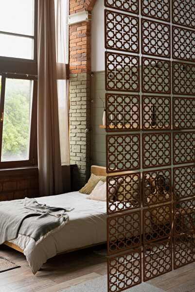 Artavessa 12 Parça Oda Bölücü Seperatör Mdf Paneller - Model 3 (Kahverengi)