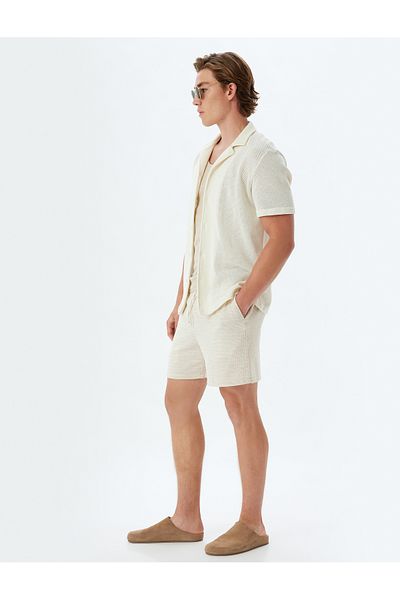 Koton Bavlněné šortky Skinny Fit - krátký pas a šněrovací detail kapsy
