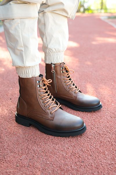 Riccon Men's Zippered Boots 0012695   Tan