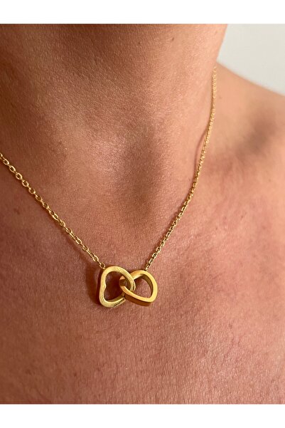 tones official الحد الأدنى من الفولاذ المقاوم للتشويه 2 قلوب قلادة