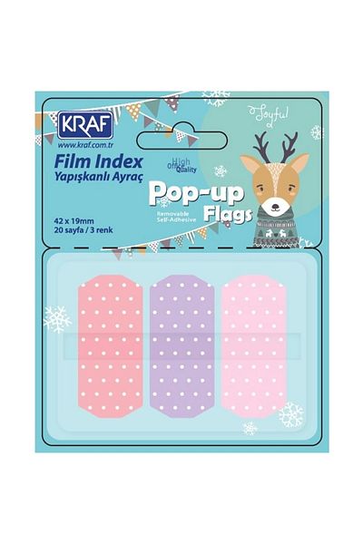 KRAF 4219-1 Index Film - PP 42x19mm, 3 Colorsx20yp, Pop-Up Pastel Polka Dot Bookmark