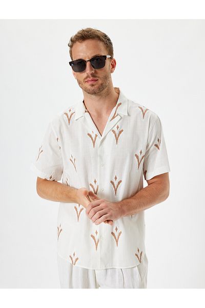 Koton Ethnic Patterned Cotton Short Sleeve Shirt