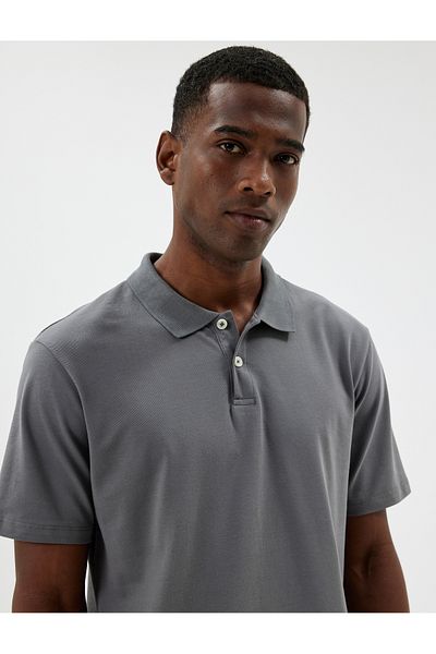Koton Tricou din bumbac slim cu gât polo - mânecă scurtă