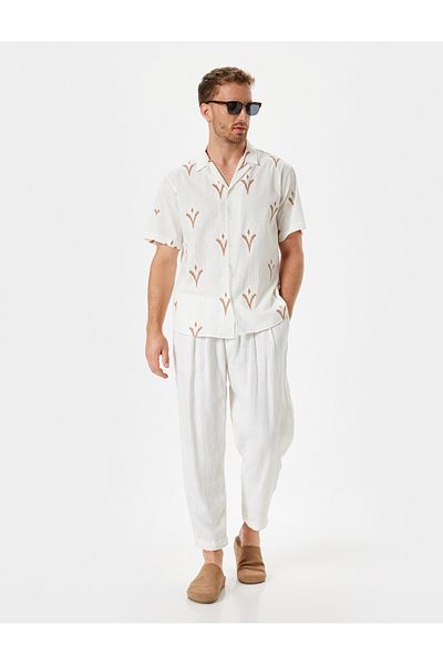 Koton Ethnic Patterned Cotton Short Sleeve Shirt