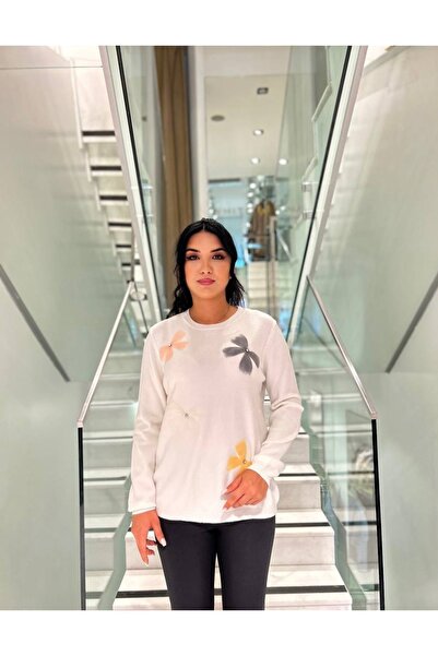 TONSURTON TAŞ DETAYLI YONCA DESENLİ YÜN BLUZ BEJ