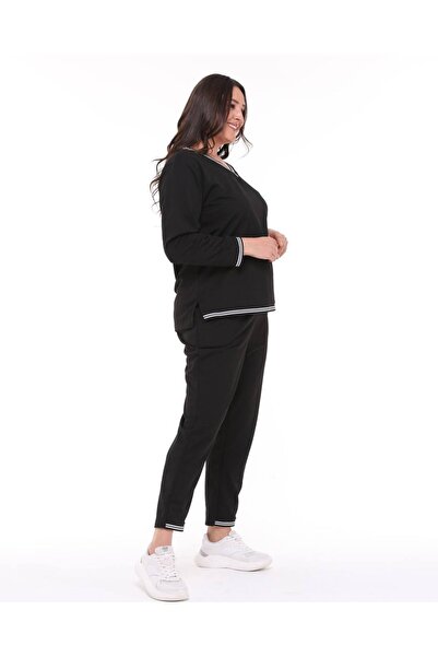 she day Tracksuit Set V-Neck Collar and Ribbed Cuffs