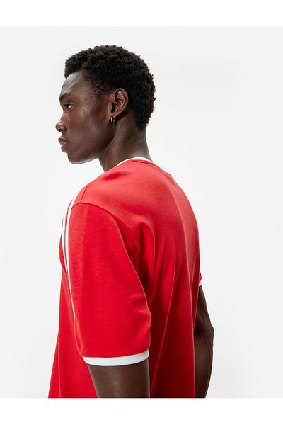 Koton Slogan Printed Slim Fit T-Shirt - Short Sleeve, Crew Neck, Piping