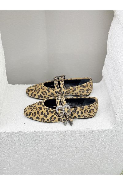 NUR KARACA 25K2695 - Pantofi de balerină cu cataramă din piele naturală pentru femei