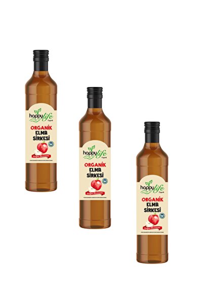 Happy Life Organik Elma Sirkesi Cam 500 ml X 3 Adet