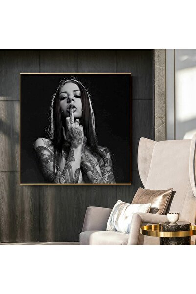 Şehzat Design Tattoo Girls-kanvas Tablo Salon Oturma Yatak Odası Ofis Antre C...