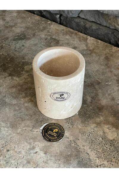 Polen Stone Traverten Doğal Taş Diş Fırçalık-Mumluk-kaşıklık