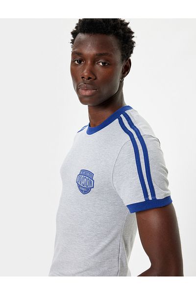 Koton Crew Neck Slim Fit Cotton T-Shirt - Short Sleeve and Printed