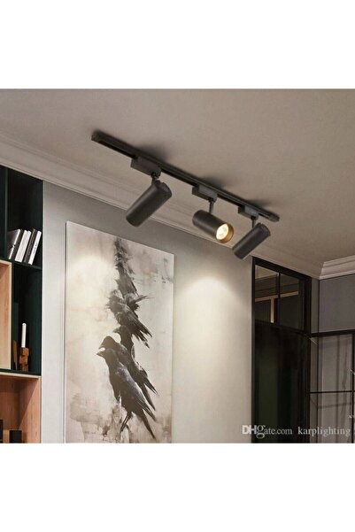 Led Siyah Kasa Günışığı 6 Adet 30w Ray Spot Vitrin Armatürü 2 mt Raylı Spot Lamba
