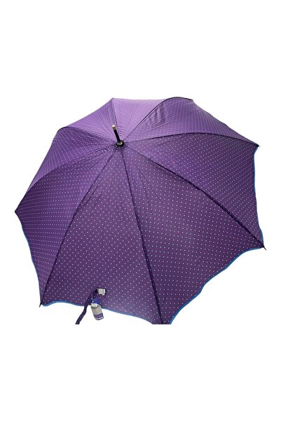 Marlux Mor Mavi  Noktalı Baston Şemsiye 8 Telli 709882