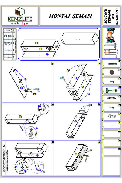 Kenzlife Kilitli Gardırop Öğrenci Dolabı Tek Kapılı Kasımpatı Gri 180*35*42 Gardolap Dolap Ofis