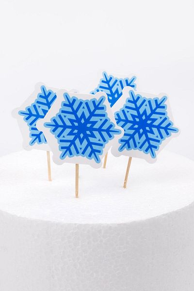 Le Mabelle Blue Snowflake 10-Piece Toothpick Cake Decoration