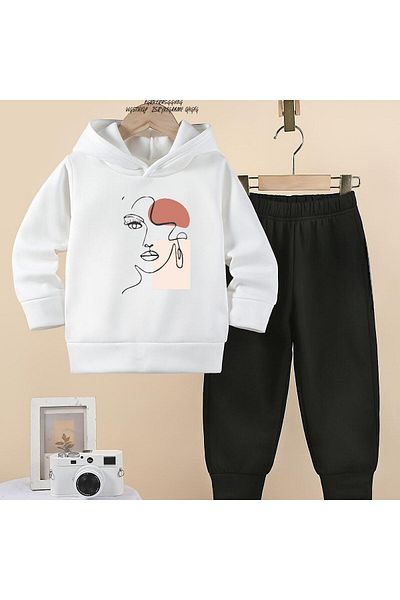 BENROMA Unisex Παιδική φόρμα γυμναστικής - Εκτύπωση προσώπου, Oversize Fit