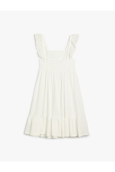 Koton A-Linien-Hosenträgerkleid – Muschel- und Rüschendetail