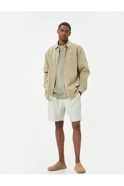 Koton Bermudashorts aus Rayon-Stoff – Chino-Taille mit Schnürung und Taschendetails